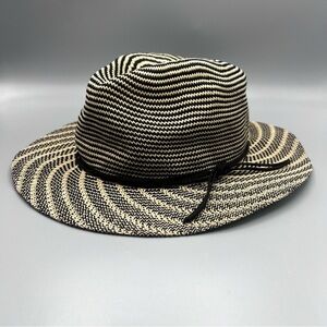 Free People Black and Cream Fedora Stripe Hat